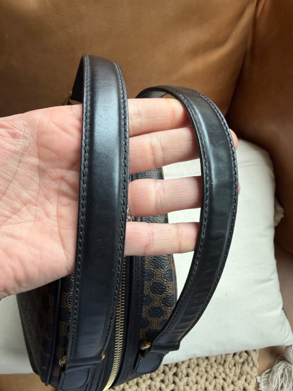 Celine Triomphe Logo Macadam Leather Rare Top Handle Bag - Picture 8 of 10